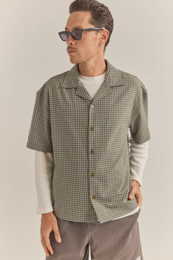 Rhythm Relaxed Check Short Sleeve Shirt - Olive