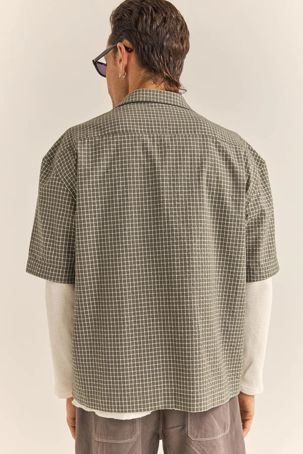 Rhythm Relaxed Check Short Sleeve Shirt - Olive