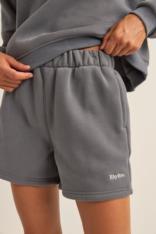 Rhythm Logo Flece Shorts - Charcoal