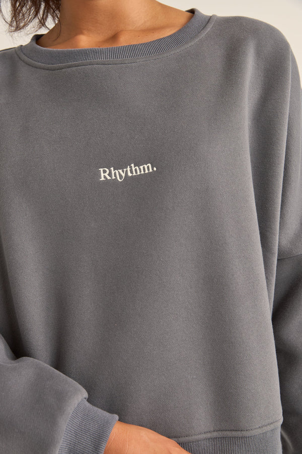 Rhythm Logo Crew Neck Fleece - Charcoal