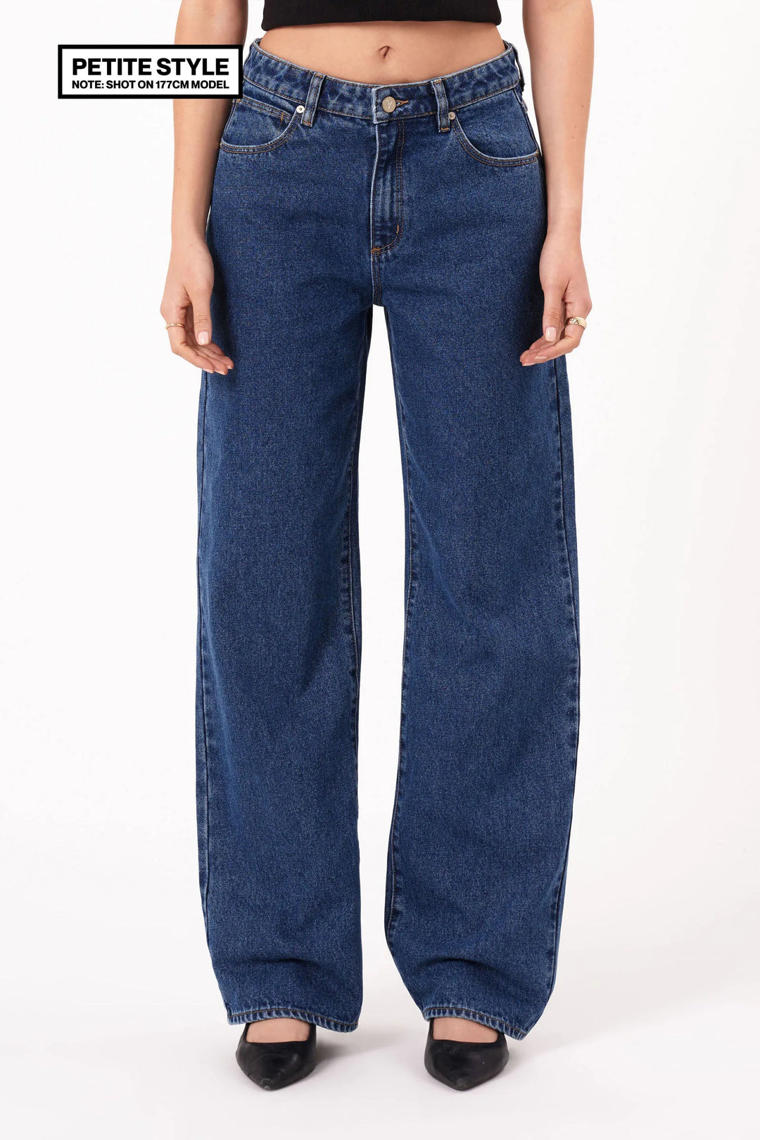 Abrand 95 Mid Baggy Petite Jean - Bella - Mid Blue