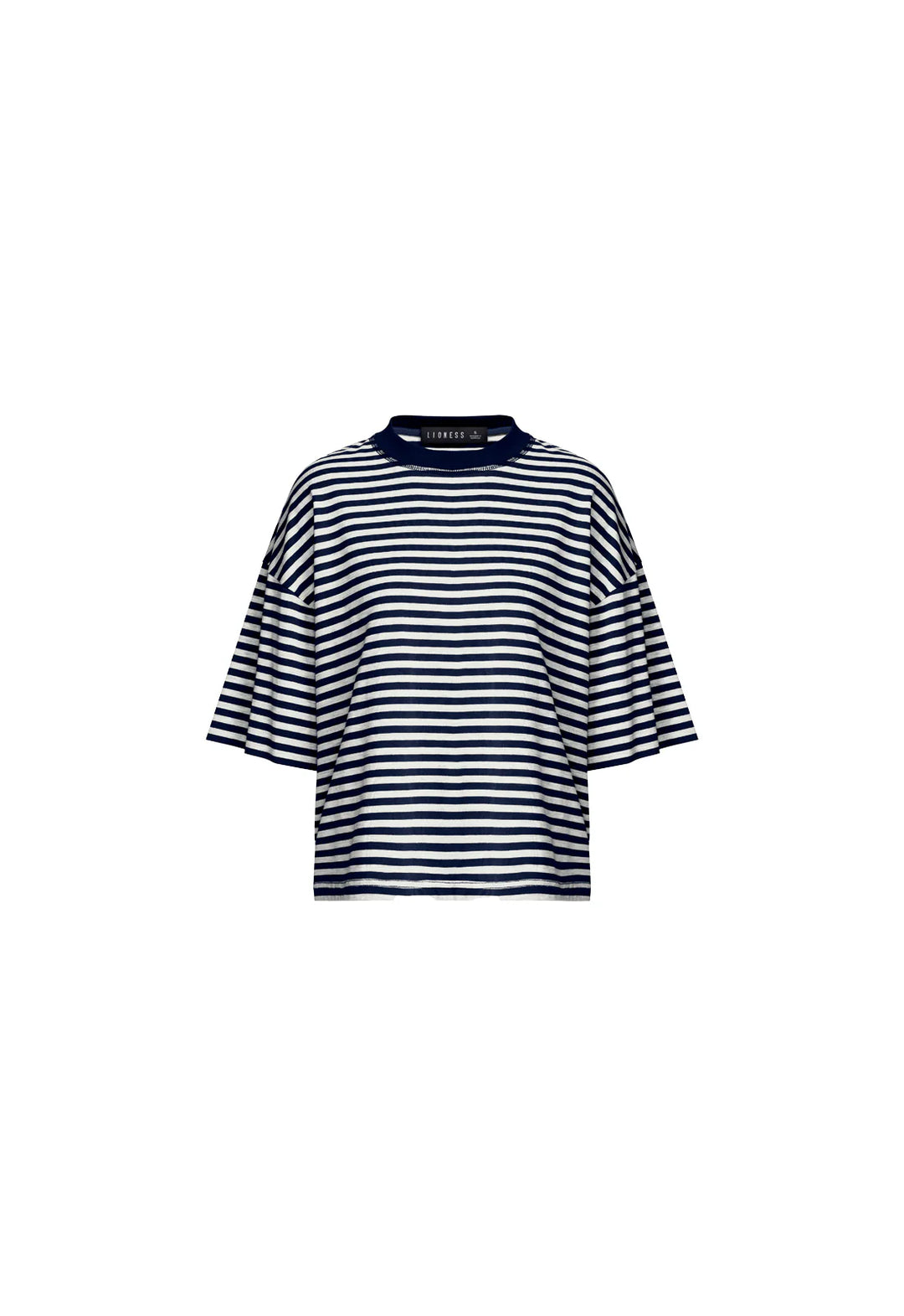 Lioness Bloom Short Sleeve - White Navy Stripe