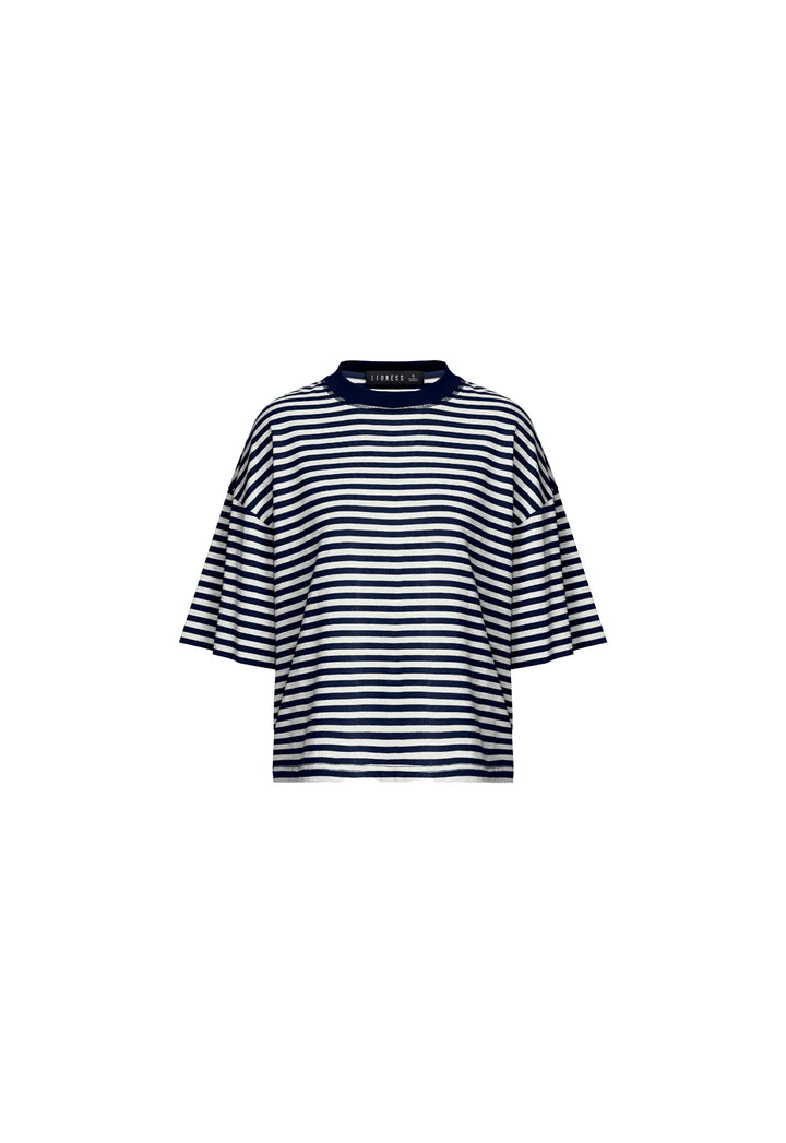 Lioness Bloom Short Sleeve - White Navy Stripe