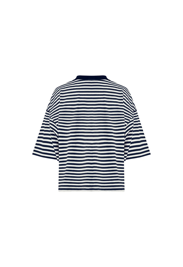 Lioness Bloom Short Sleeve - White Navy Stripe