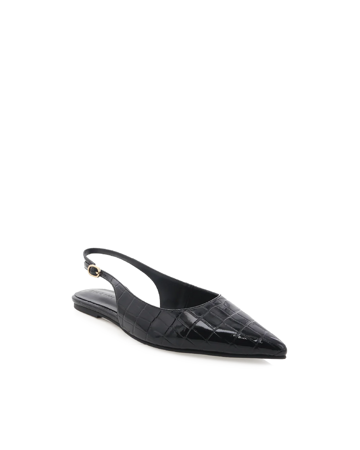 Billini Henna Flat - Black Patent Croc