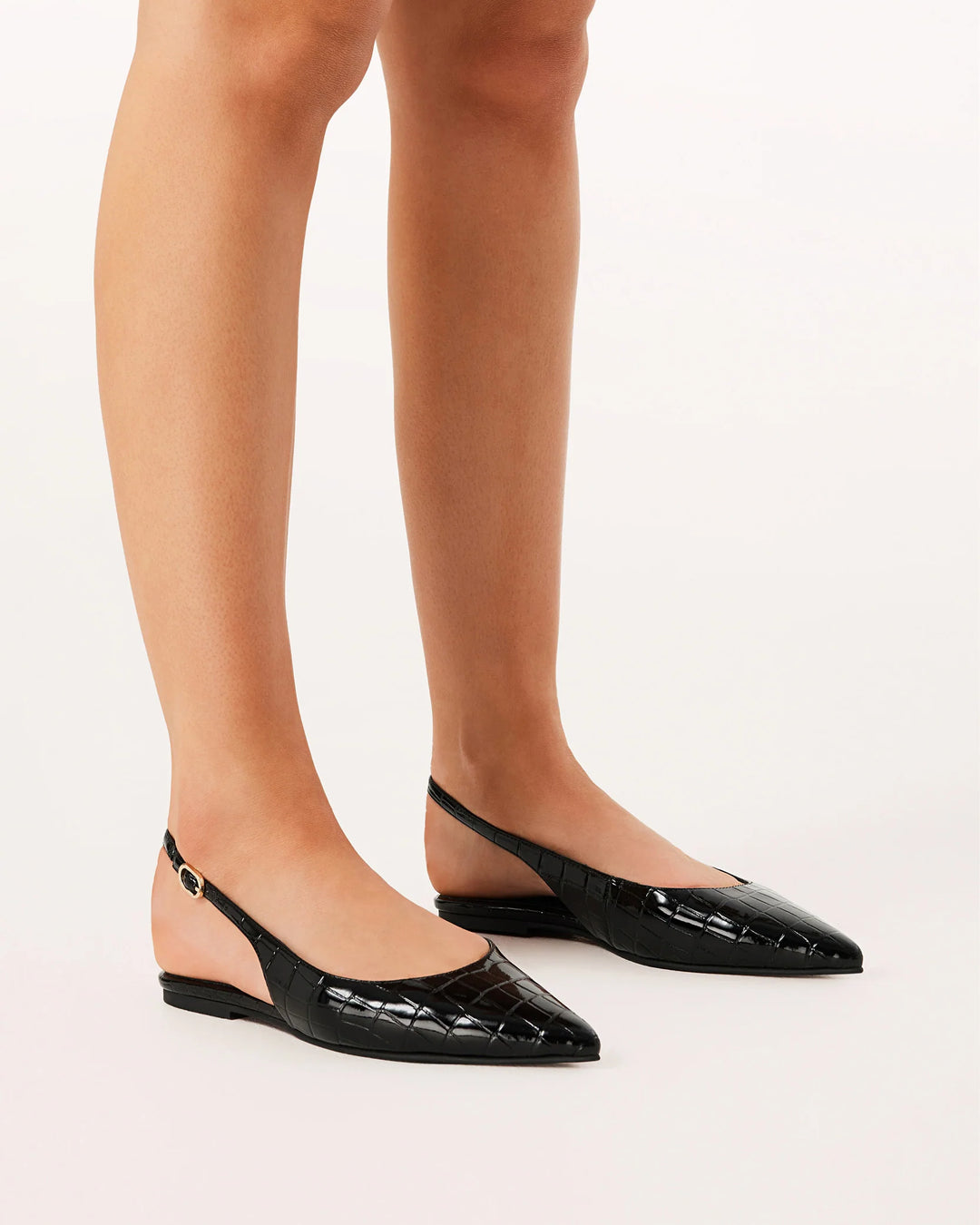 Billini Henna Flat - Black Patent Croc