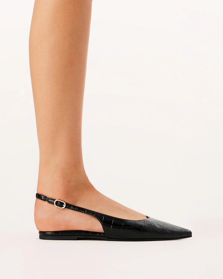 Billini Henna Flat - Black Patent Croc