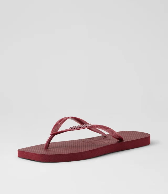 Havaiana Slim Square Logo Metallic Thong - Amaranth