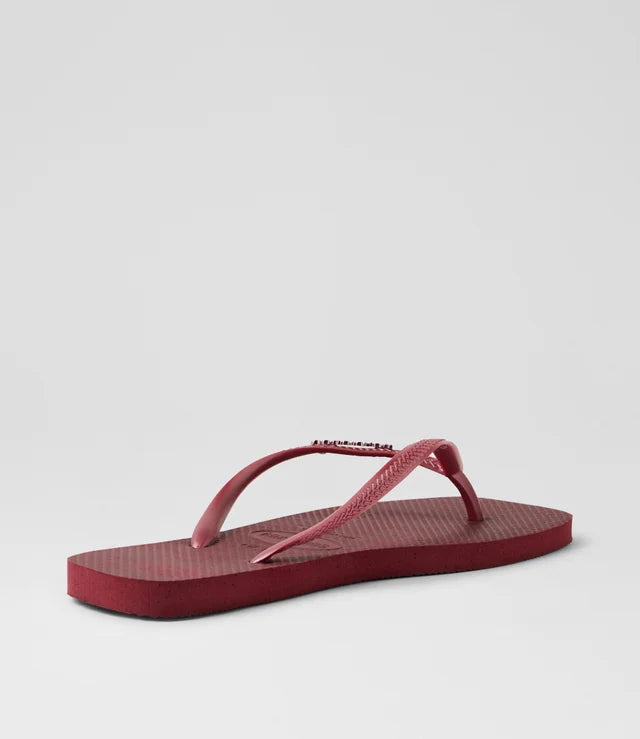 Havaiana Slim Square Logo Metallic Thong - Amaranth