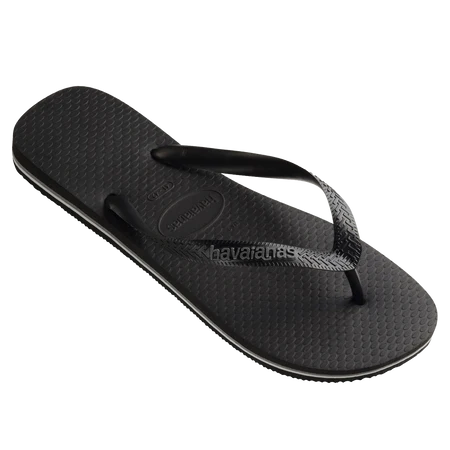 Havaianas Male Rubber Logo Thong - Black/Steel Grey