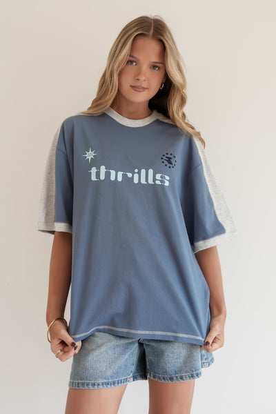 Thrills Hot Shot Panelled Oversized Tee - Bluefin