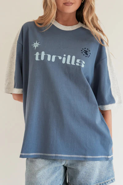 Thrills Hot Shot Panelled Oversized Tee - Bluefin