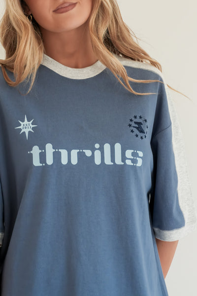Thrills Hot Shot Panelled Oversized Tee - Bluefin