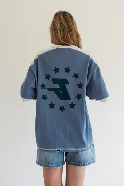Thrills Hot Shot Panelled Oversized Tee - Bluefin