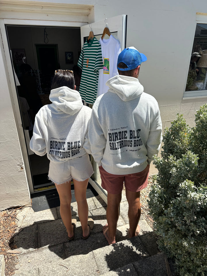 Birdie Blue x Salubrious Hour Collaboration Unisex Hoodie - Grey Marle