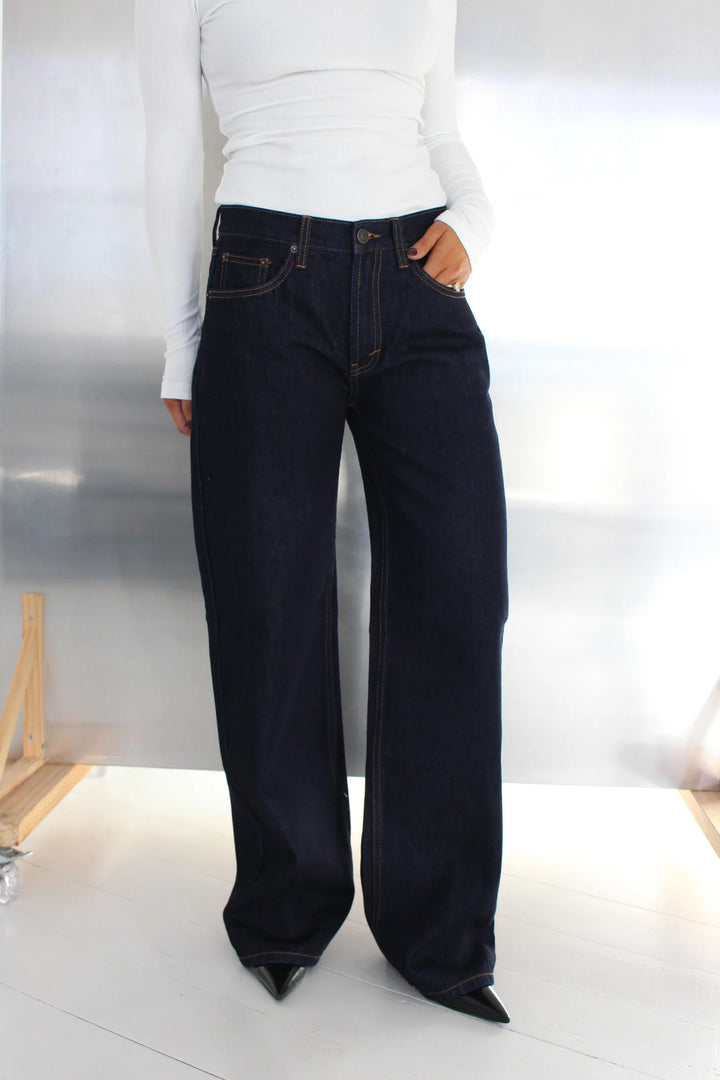Bayse Avery Mid Rise Denim Jean - Dark Indigo