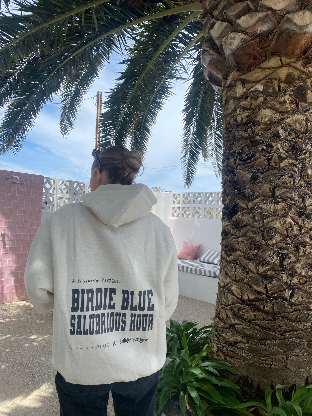 Birdie Blue x Salubrious Hour Collaboration Unisex Hoodie - Grey Marle