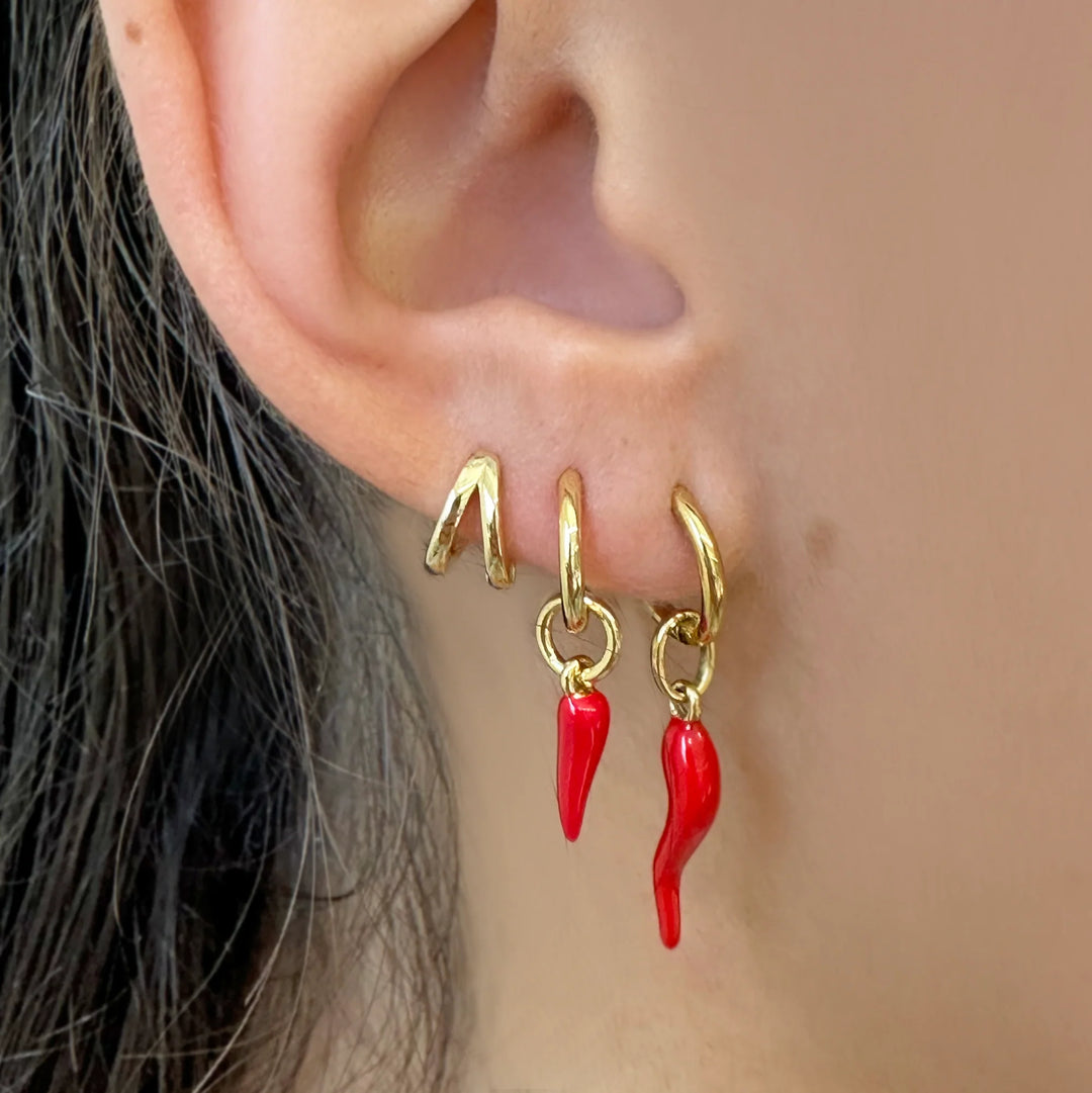 Arms Of Eve Cornicello Red Charm Earrings - Small