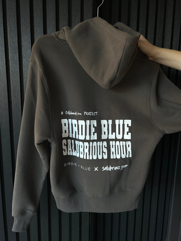 Birdie Blue x Salubrious Hour Collaboration Adult Unisex Hoodie- Charcoal