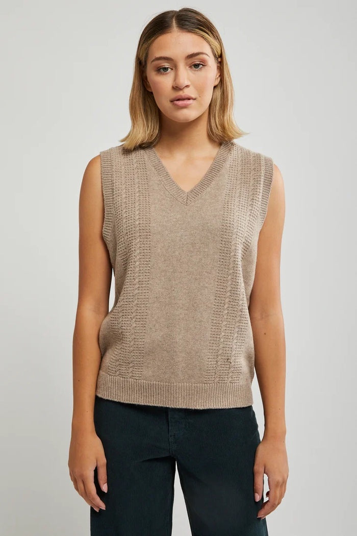 Thrills Imperial Jacquard Knit Vest- Sand