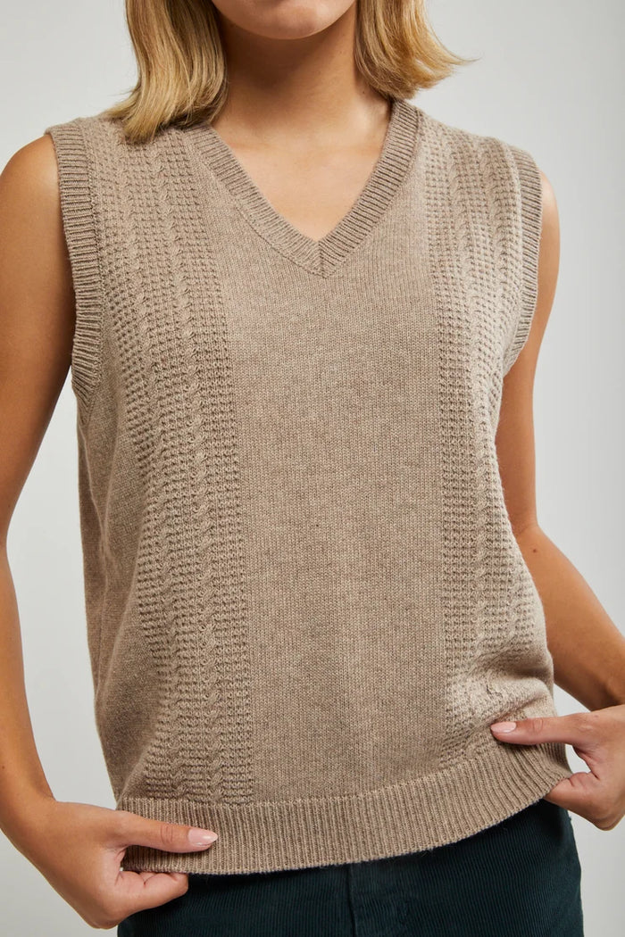 Thrills Imperial Jacquard Knit Vest- Sand