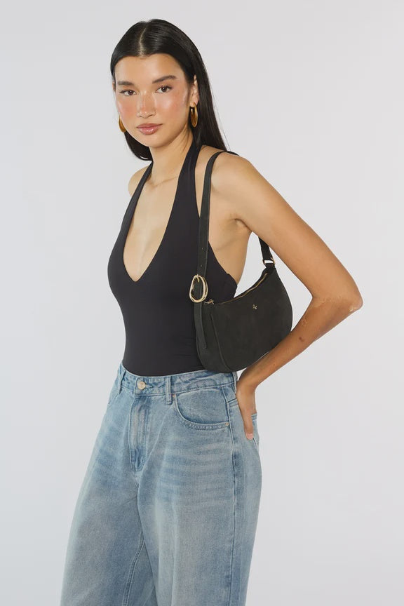 Peta + Jain Jesabel Fitting Shoulder Bag - Black Suede Gold