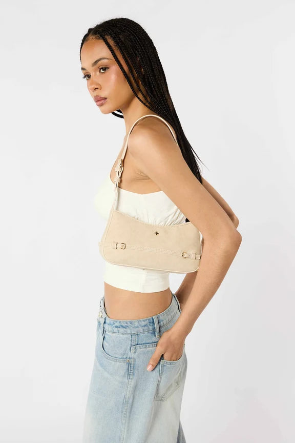 Peta + Jain Karis Shoulder Bag - Beige Suede Gold