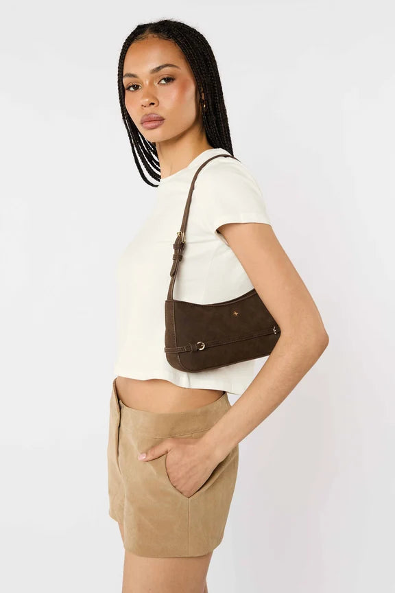 Peta + Jain Karis Shoulder Bag - Chocolate Suede Gold