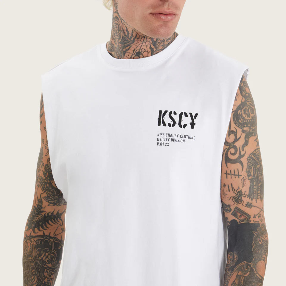 Kiss Chacey Harmon Dual Curved Muscle Tank - Optical White