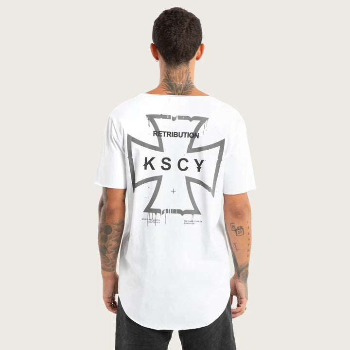 Kiss Chacey Scrawl Raw V-Neck Tee - White