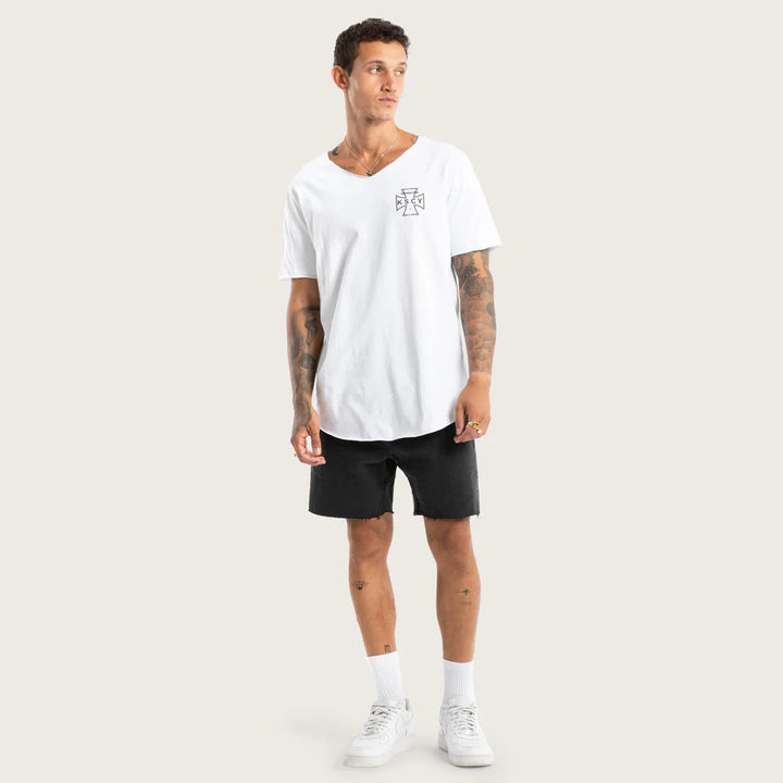 Kiss Chacey Scrawl Raw V-Neck Tee - White