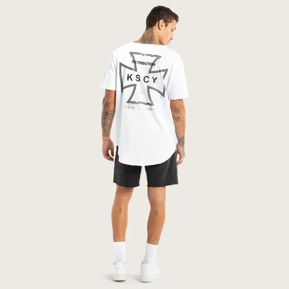 Kiss Chacey Scrawl Raw V-Neck Tee - White