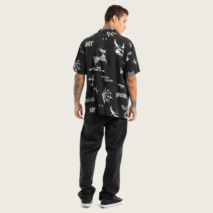 Kiss Chacey Visual Chaos Relaxed Short Sleeve Shirt - Black Print