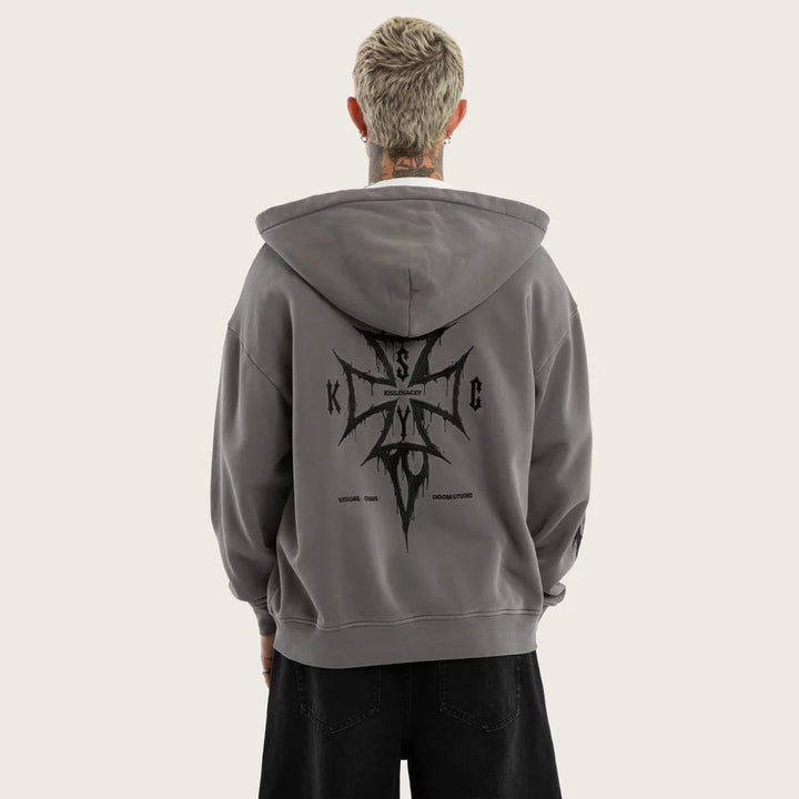 Kiss Chacey Blaze Relaxed Zip Hoodie - Pigment Steel Grey