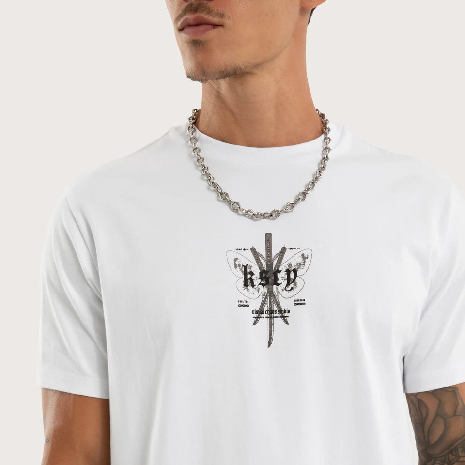 Kiss Chacey Vortex Curved Hem Tee - Optical White