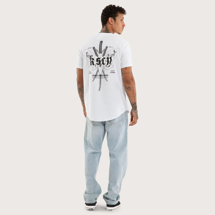 Kiss Chacey Vortex Curved Hem Tee - Optical White