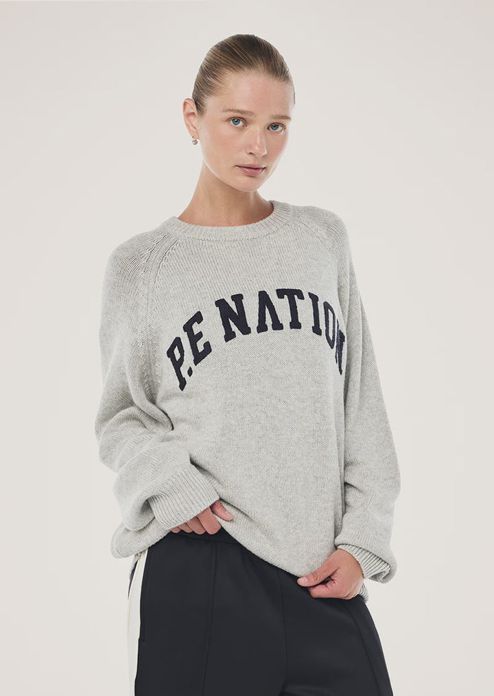 P.E Nation Legacy Knit Crew - Snow Marle/Caviar