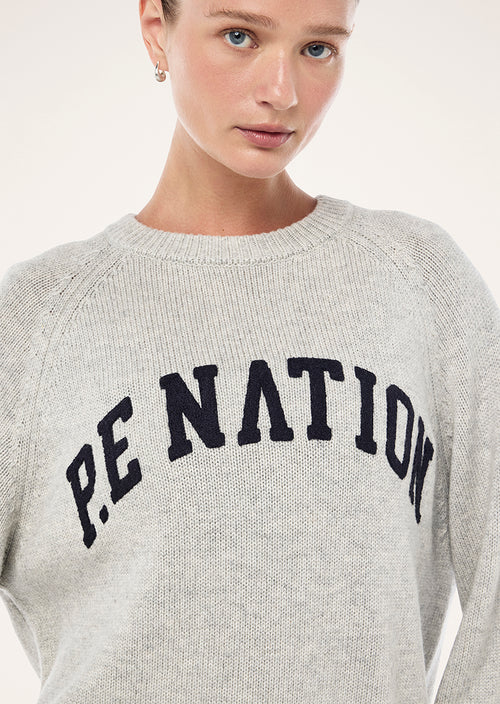 P.E Nation Legacy Knit Crew - Snow Marle/Caviar