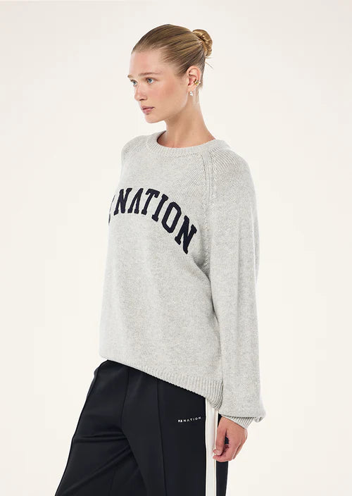 P.E Nation Legacy Knit Crew - Snow Marle/Caviar