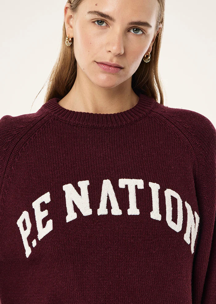 P.E Nation Legacy Knit Crew - Mahogany/Whisper