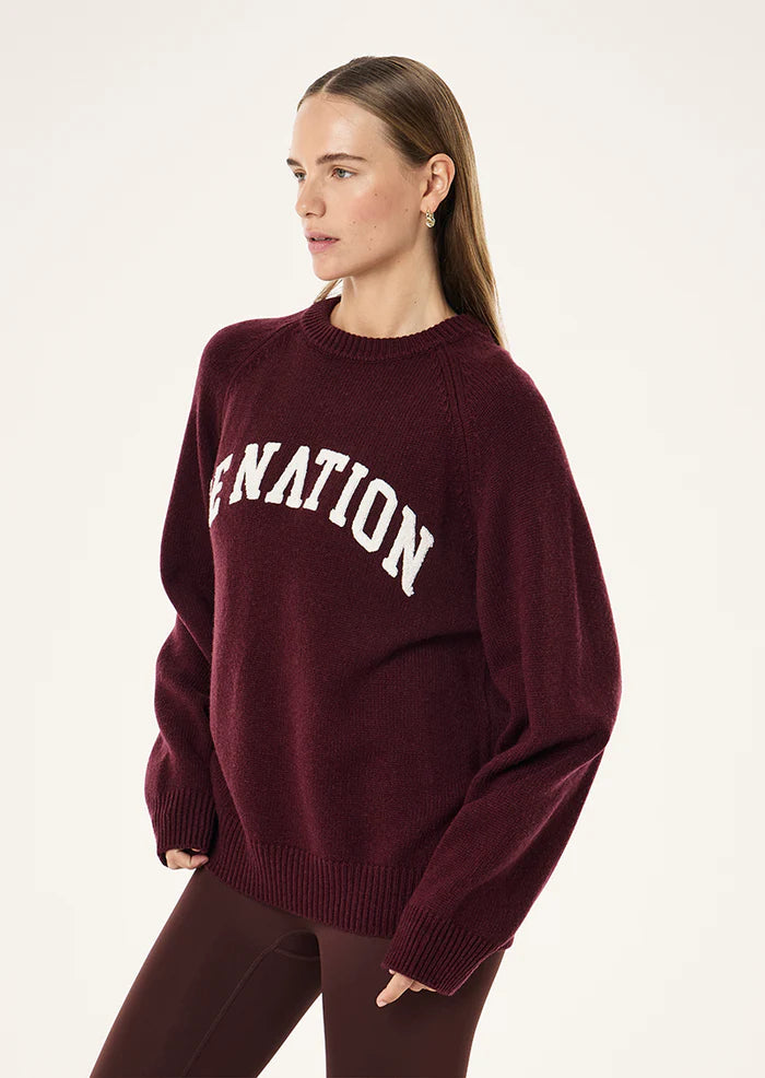 P.E Nation Legacy Knit Crew - Mahogany/Whisper