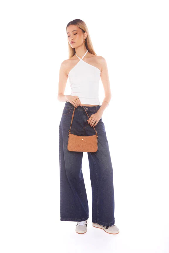 Peta + Jain Lilu Shoulder Bag - Tan Faux Suede/Gold