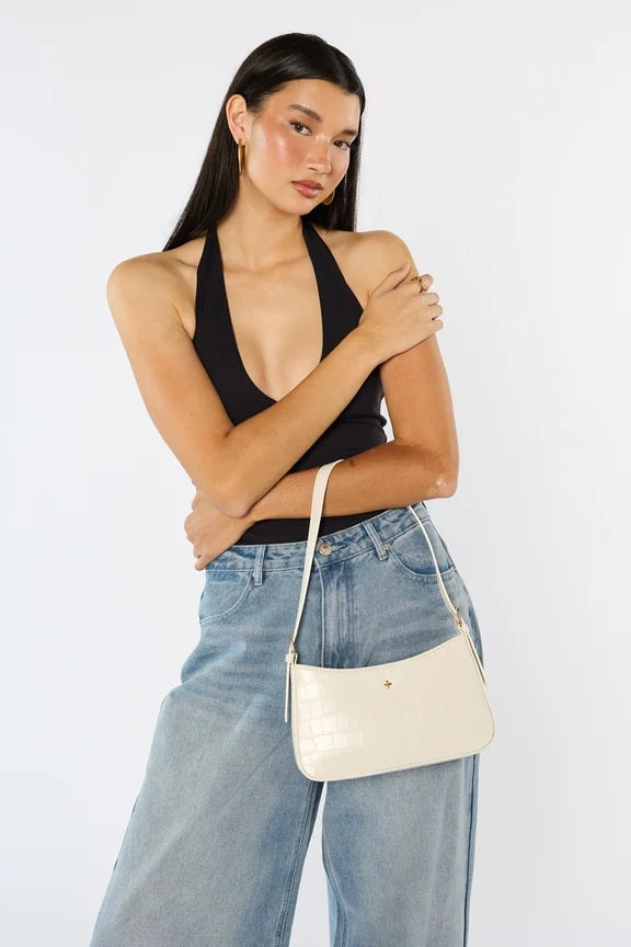 Peta + Jain Lilu Shoulder Bag - White Croc/Gold