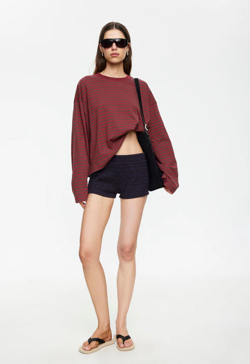 Lioness Bloom Long Sleeve - Chocolate Wine Stripe