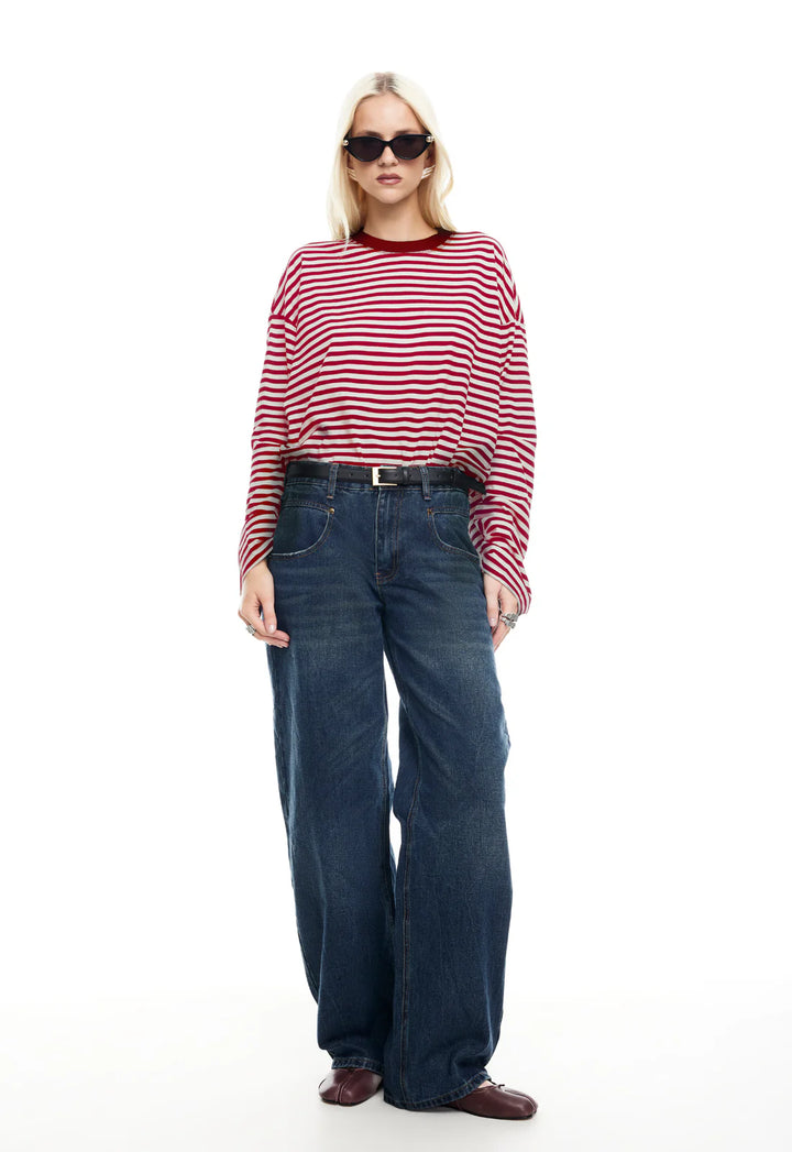 Lioness Bloom Long Sleeve - Wine Stripe