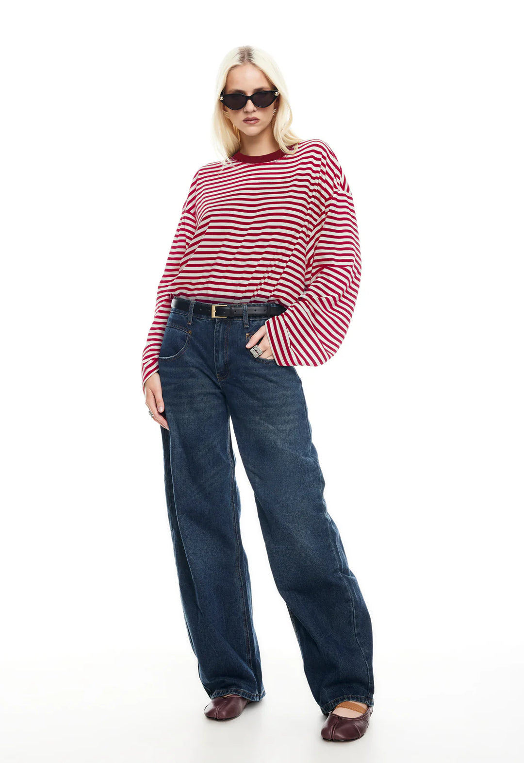 Lioness Bloom Long Sleeve - Wine Stripe