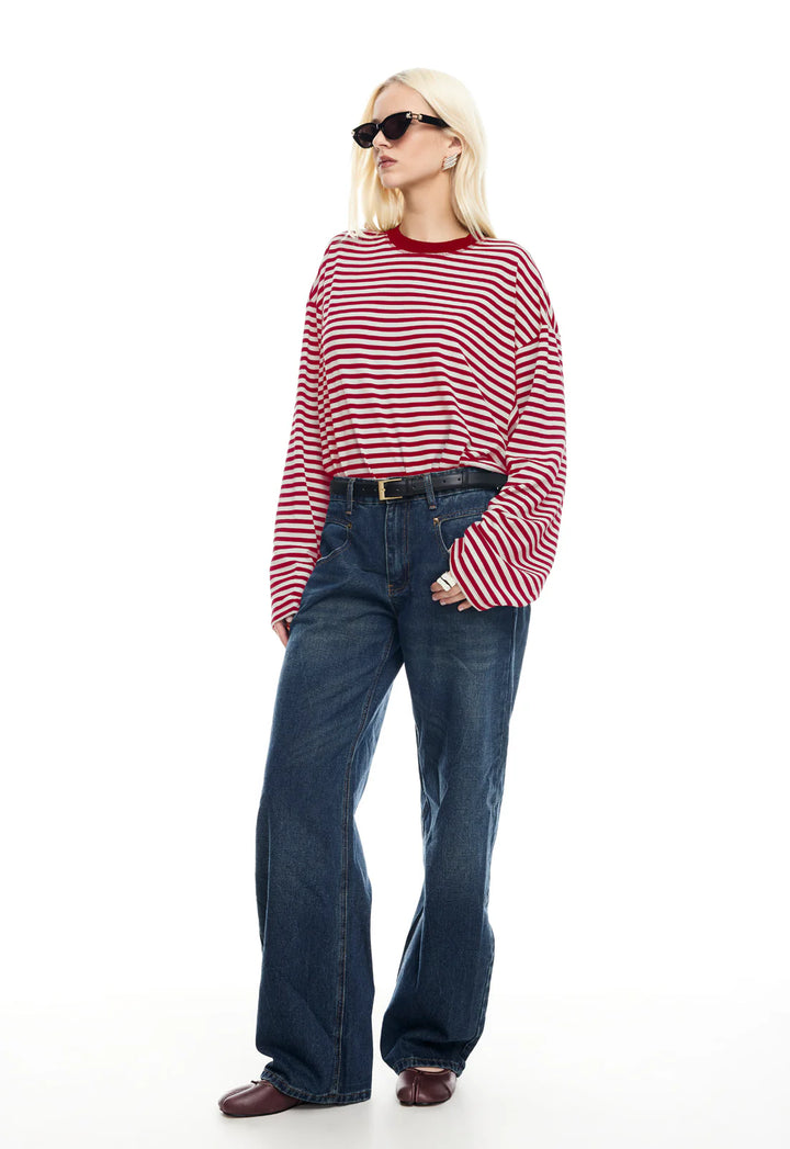 Lioness Bloom Long Sleeve - Wine Stripe