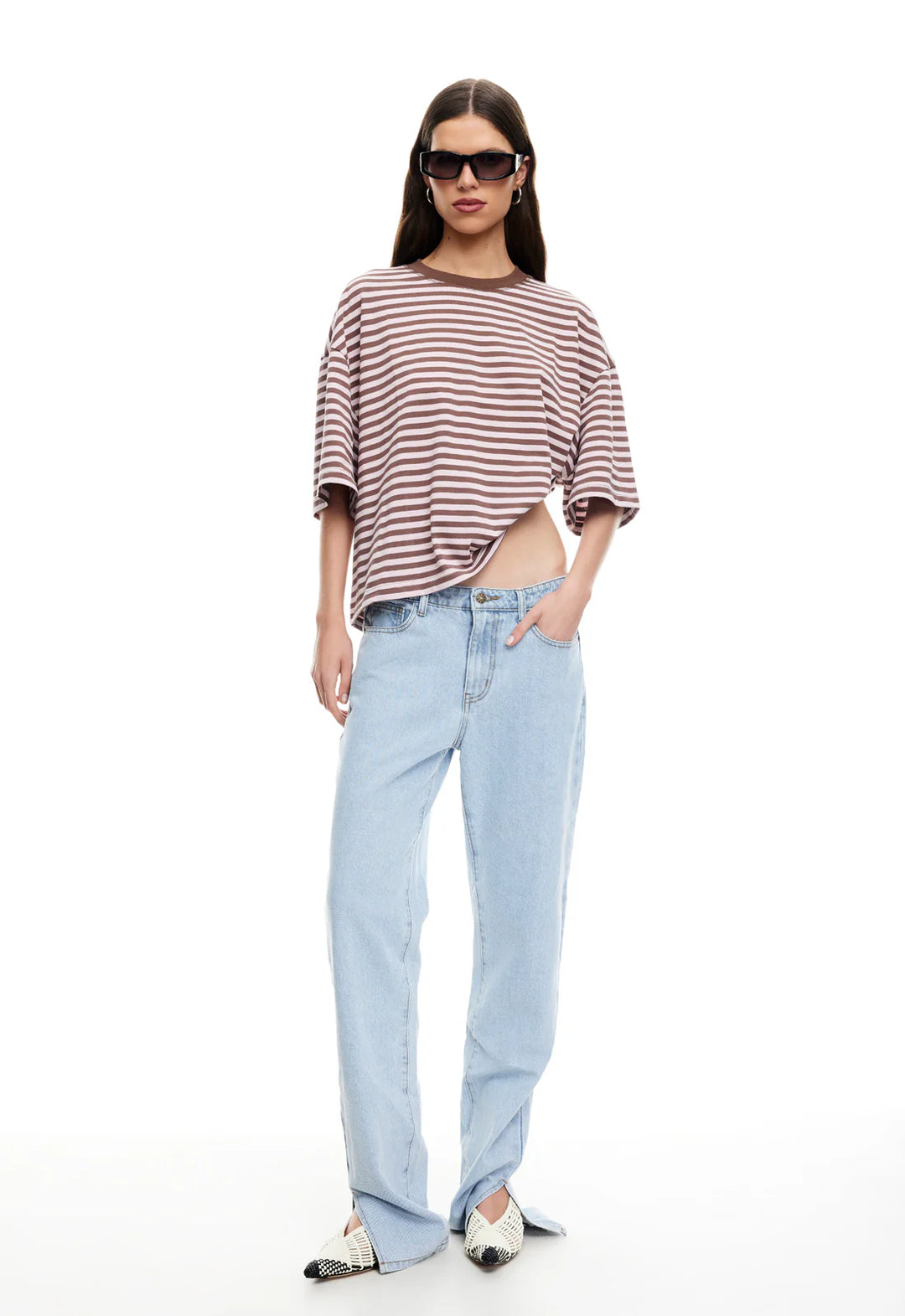 Lioness Bloom Short Sleeve - Chocolate Blush Stripe