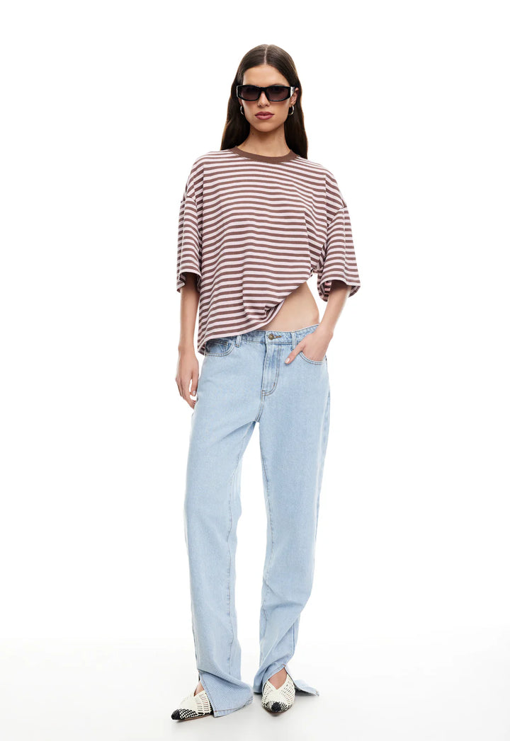 Lioness Bloom Short Sleeve - Chocolate Blush Stripe
