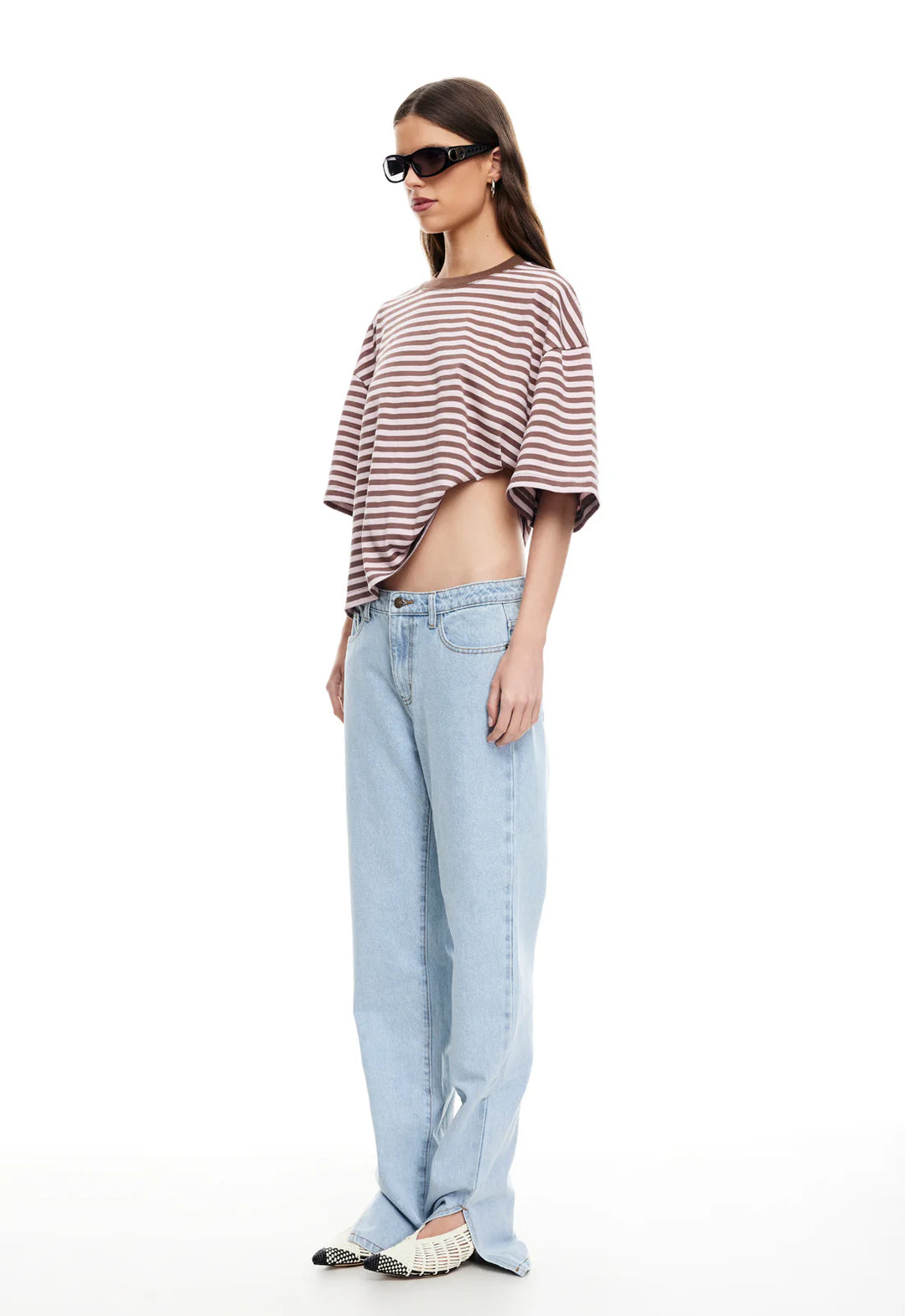 Lioness Bloom Short Sleeve - Chocolate Blush Stripe